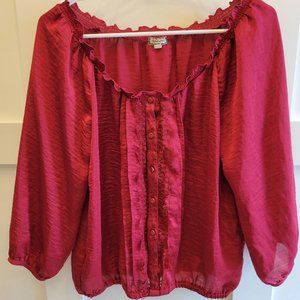 Women's Eyeshadow Blouse - Red - Medium